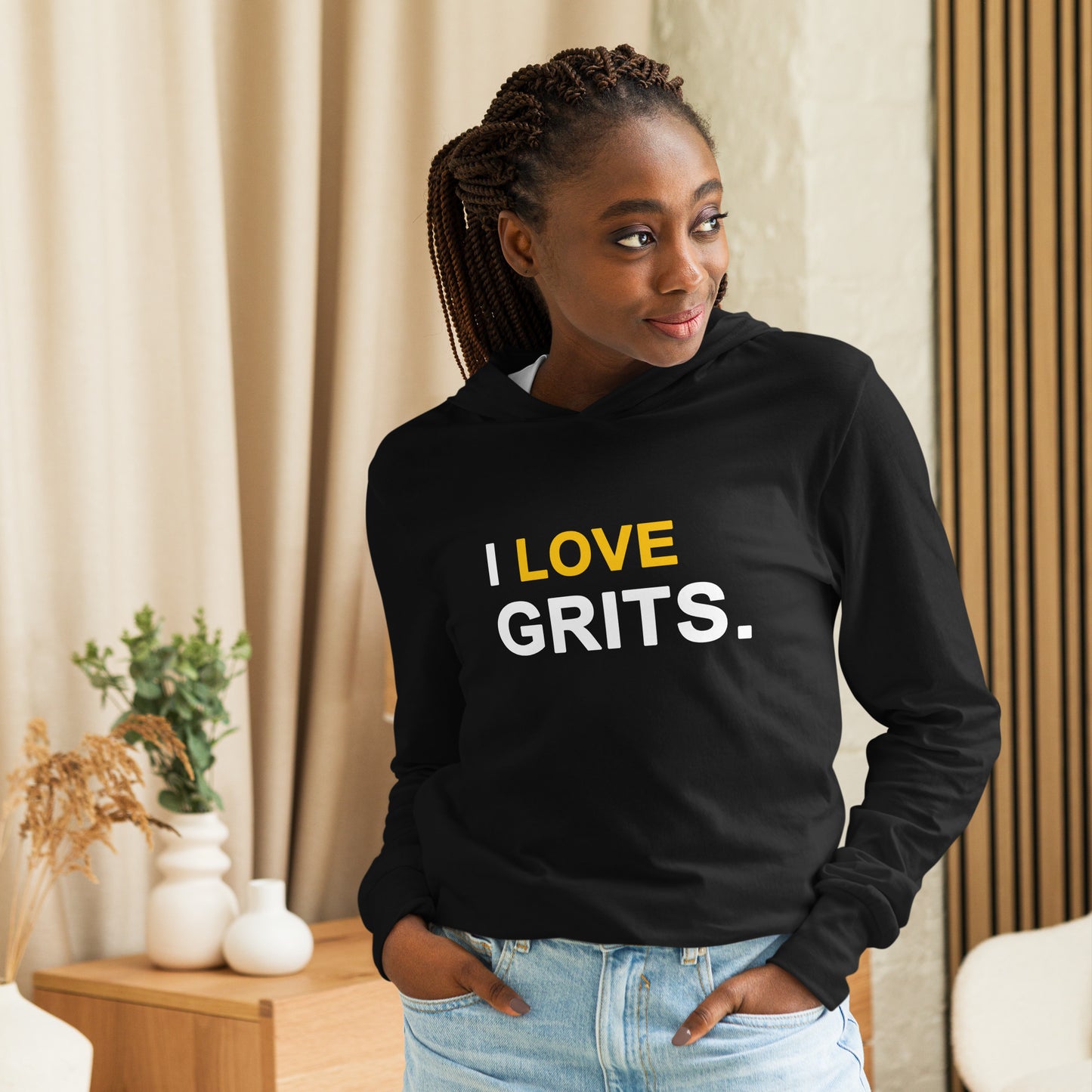 I Love Grits Unisex hooded long-sleeve t-shirt