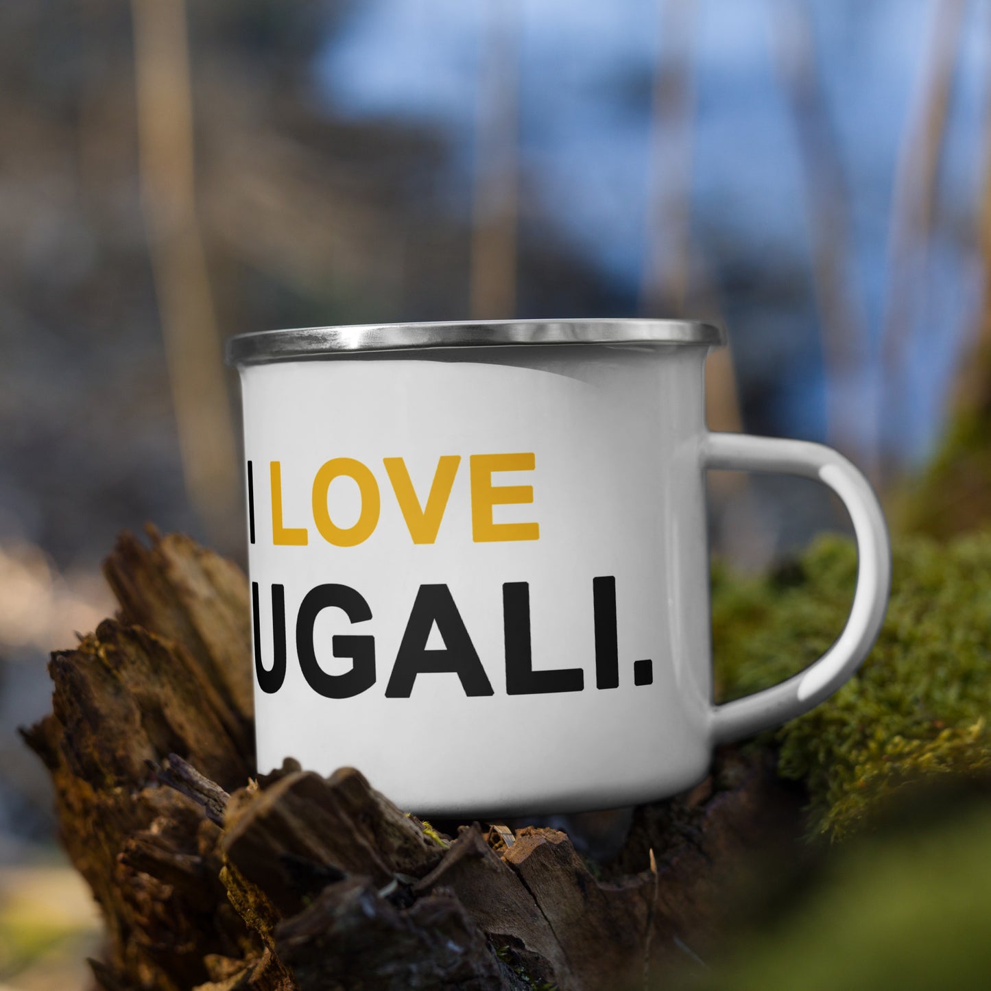 Enamel 'Ugali' Outdoors Mug
