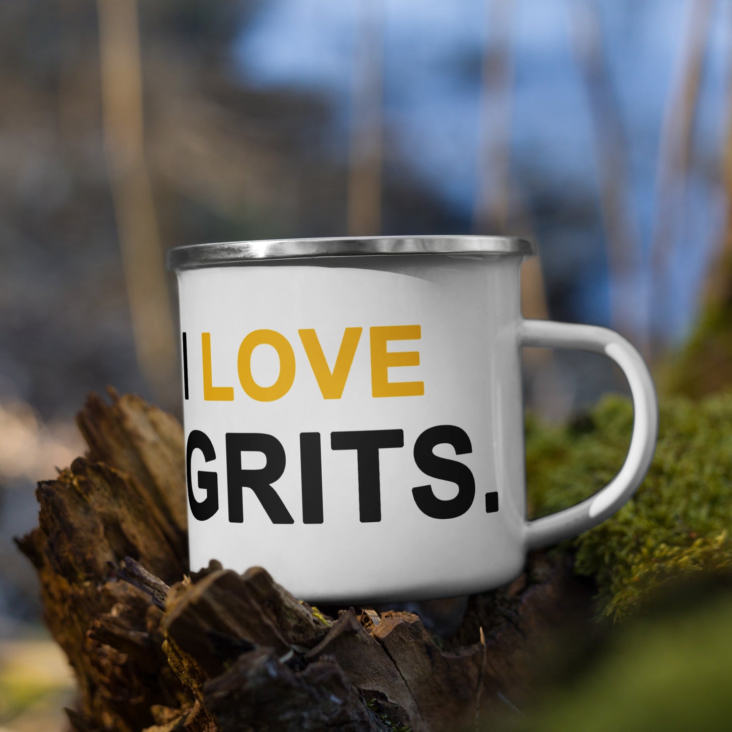 Enamel 'Grits' Outdoors Mug
