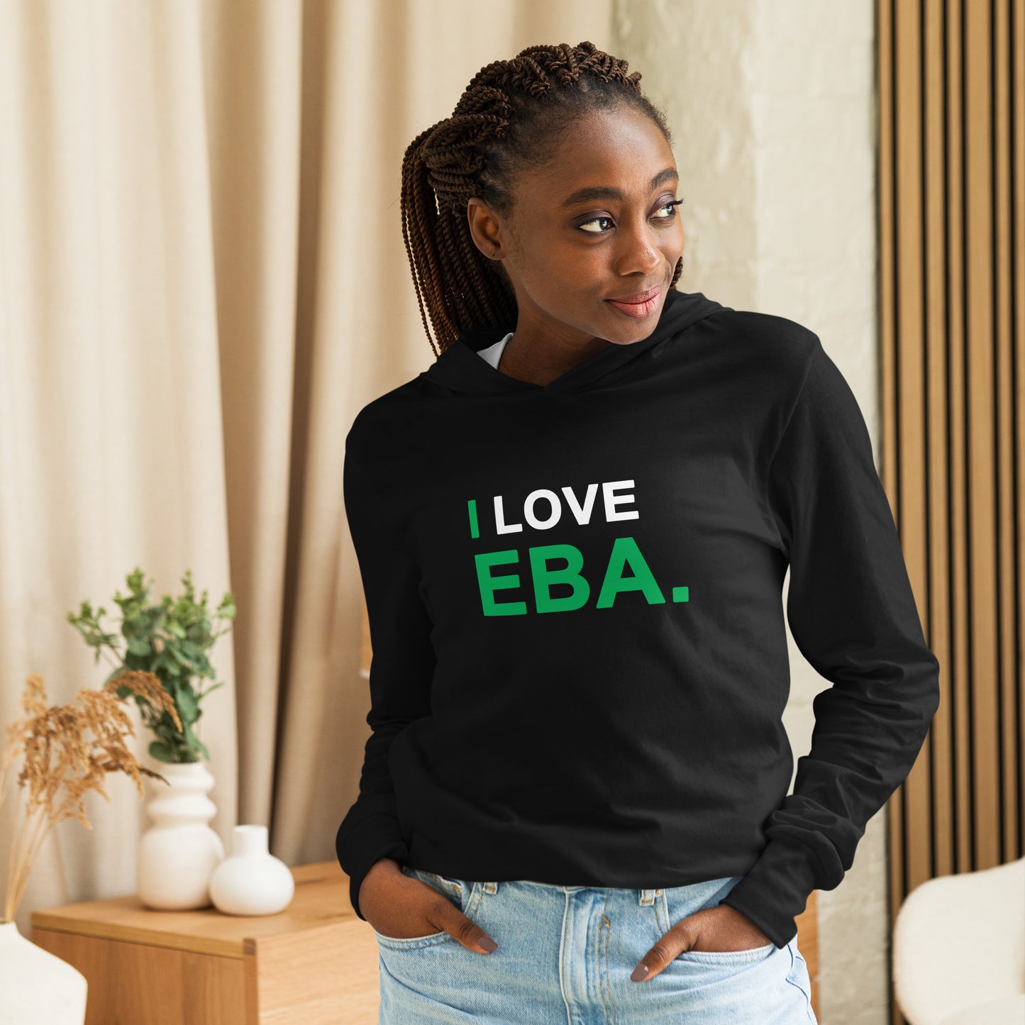 I Love Eba Unisex hooded long-sleeve t-shirt