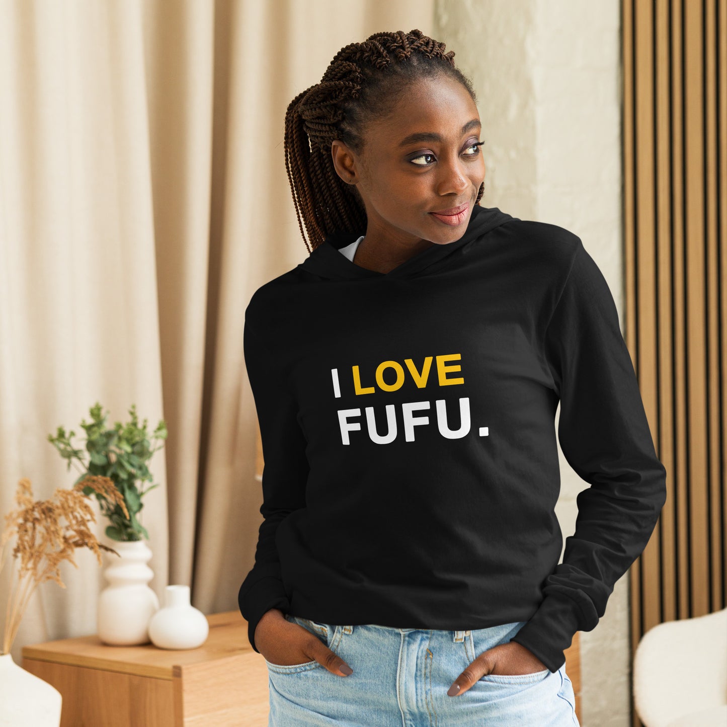 I Love Fufu Unisex hooded long-sleeve t-shirt