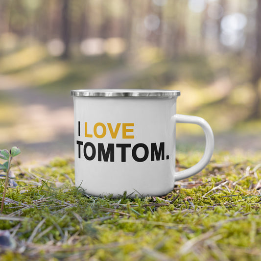 Enamel 'Tomtom' Outdoors Mug