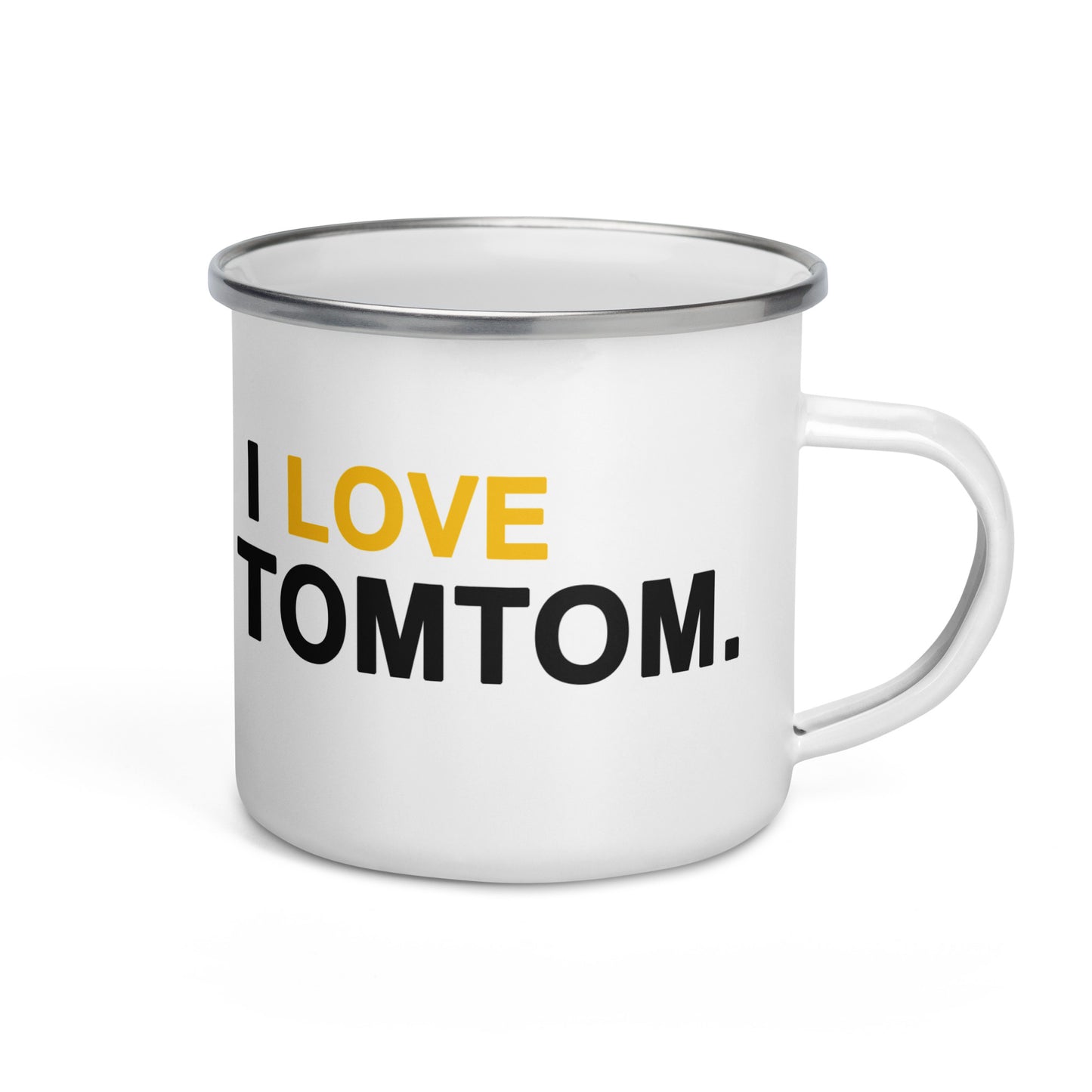 Enamel 'Tomtom' Outdoors Mug