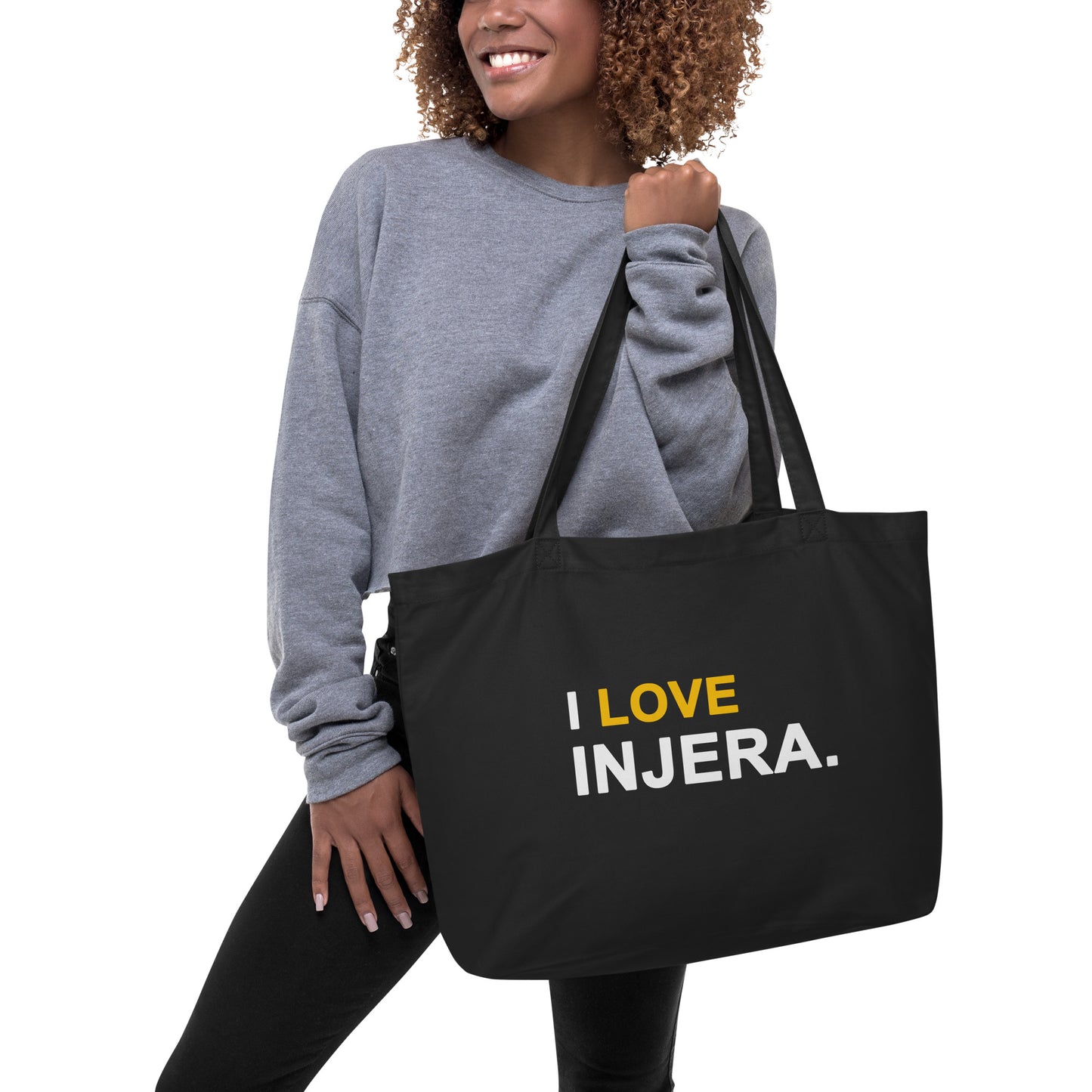 Large black 'Injera' market bag